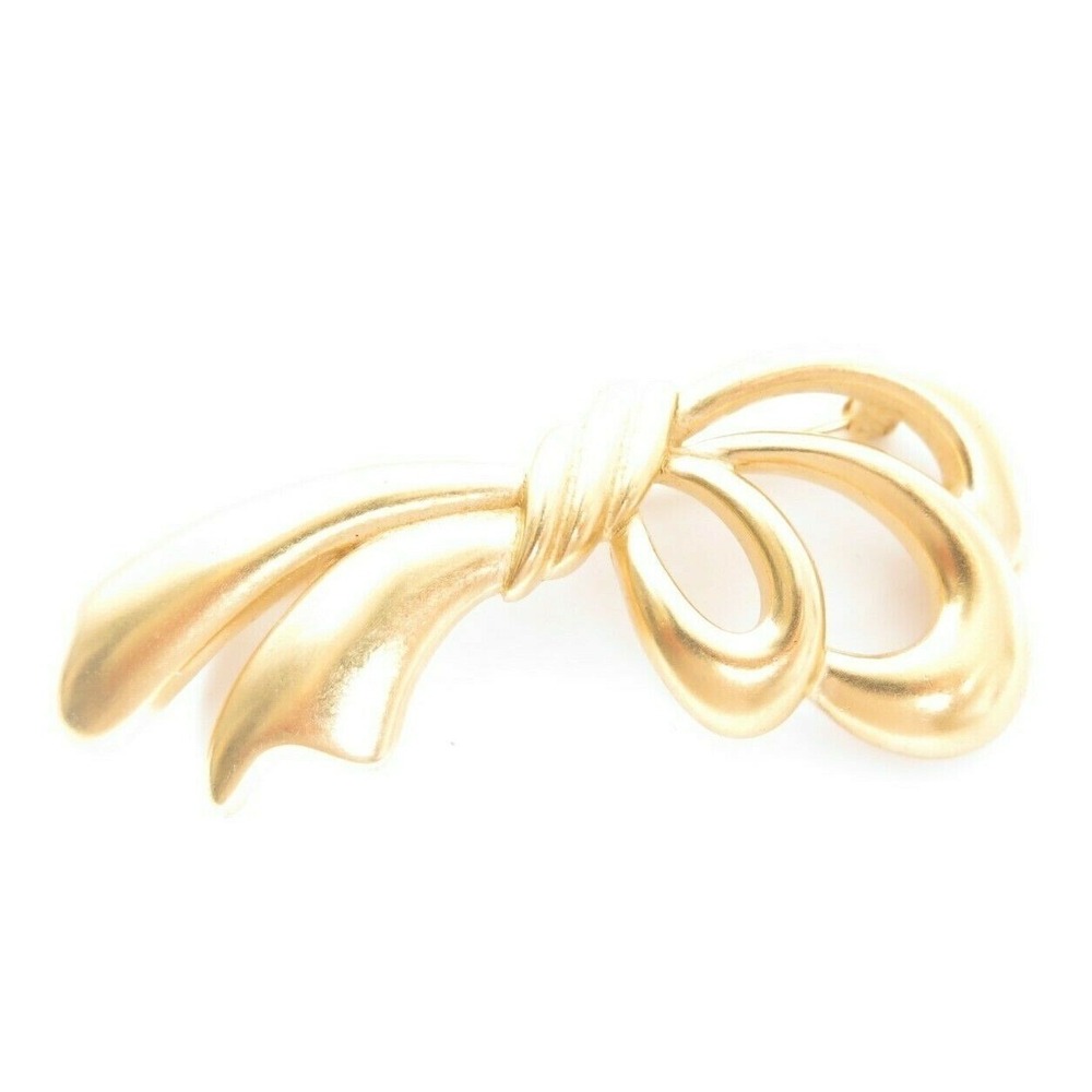 Vintage Large Fancy Bow Gold Plated Pin Brooch‎ Jewelry